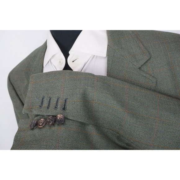 Brooks Brothers Golden Fleece Green Gold Plaid Sport Coat Jacket Sz 44L - Picture 4 of 8